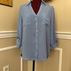 BCX Light Blue Button Down Blouse
